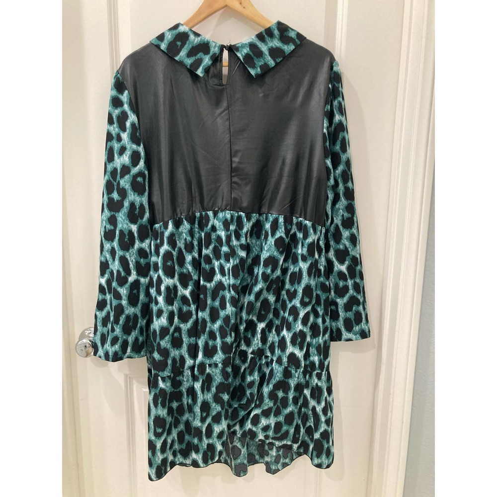 Shein Curve Plus Leopard Print Colorblock Ruffle … - image 7